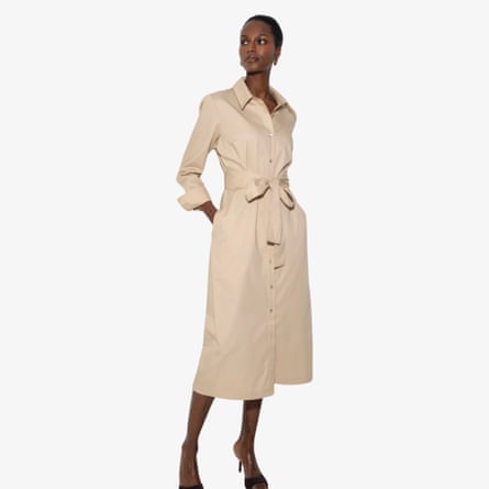 The Shirt Company Ronnie classic midi shirt dress in sand cotton chino