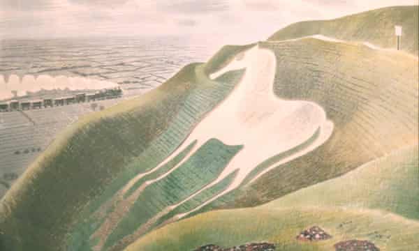 White horse sculpture in the slope of the hill in Wiltshire