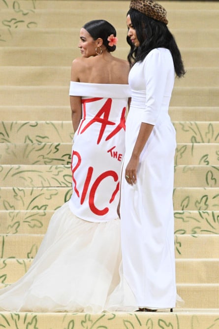 Alexandria Ocasio-Cortez’s Tax the Rich dress in 2021.