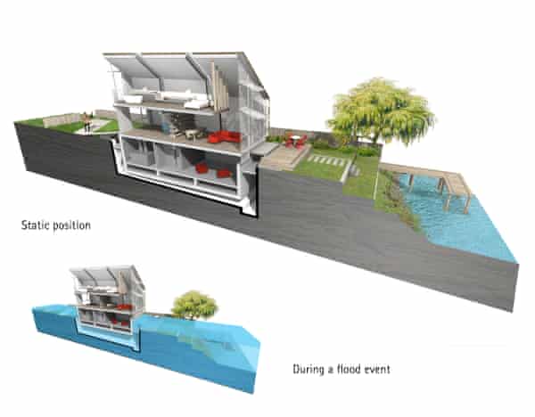 design for the floating house near Marlow, Buckinghamshire.