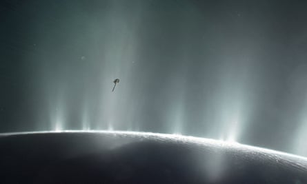 Cassini diving through the plume of Saturn’s moon Enceladus