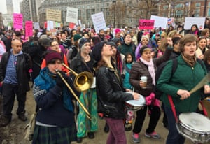 Protesters gather for the Women’s March on Philadelphia a day after Republican Donald Trump’s inauguration as president