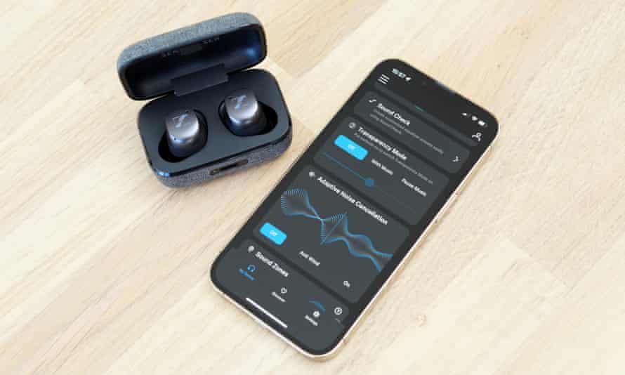 The Sennheiser Connect app open on an iPhone showing settings for noise cancelling modes