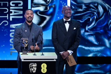 Jordan and Lindo announcing an award at the Baftas