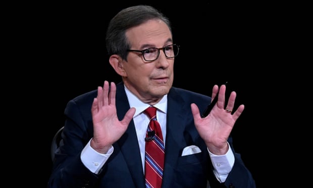 Fox News’s Chris Wallace directs the first 2020 presidential campaign debate Donald Trump and Democratic presidential nominee Joe Biden on 29 September 2020. 