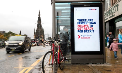 Government posters along Edinburgh’s Princes Street advising people to prepare for Brexit.