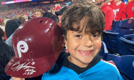 Young Phillies fan gifted helmet after irate Bryce Harper flips on