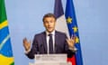 The French president, Emmanuel Macron, speaking at the Brazil-France economic forum in S?o Paulo on Wednesday