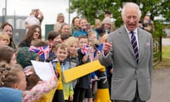King Charles III arrives at the Army Aviation Centre in Middle Wallop, England, on 13 May.