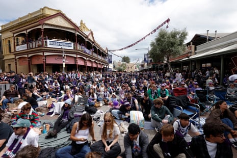 Dockers fans gather on the Cappuccino Strip
