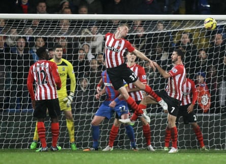 Jason McCarthy heads clear during his Southampton debut at Crystal Palace on Boxing Day, 2014.