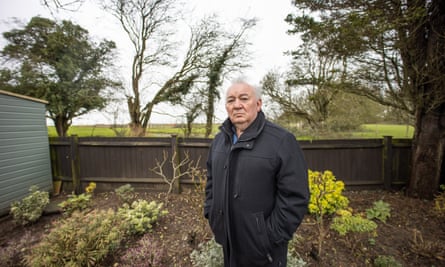 Kieron Jaynes, 70, at the end of his garden, where lorries will exit the inland border facility under government plans
