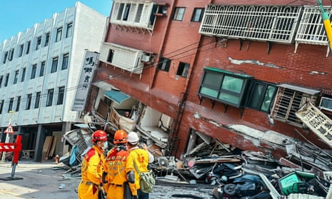 Fire fighters continue search and rescue operations among the rubble as at least nine people were killed and hundreds of others injured after a magnitude 7.4 earthquake struck off Taiwan's eastern coast on the Richter scale, in Hualien, Taiwan on 03 April 2024.
