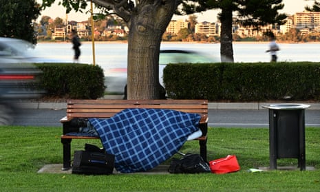 A homeless person in a Perth park