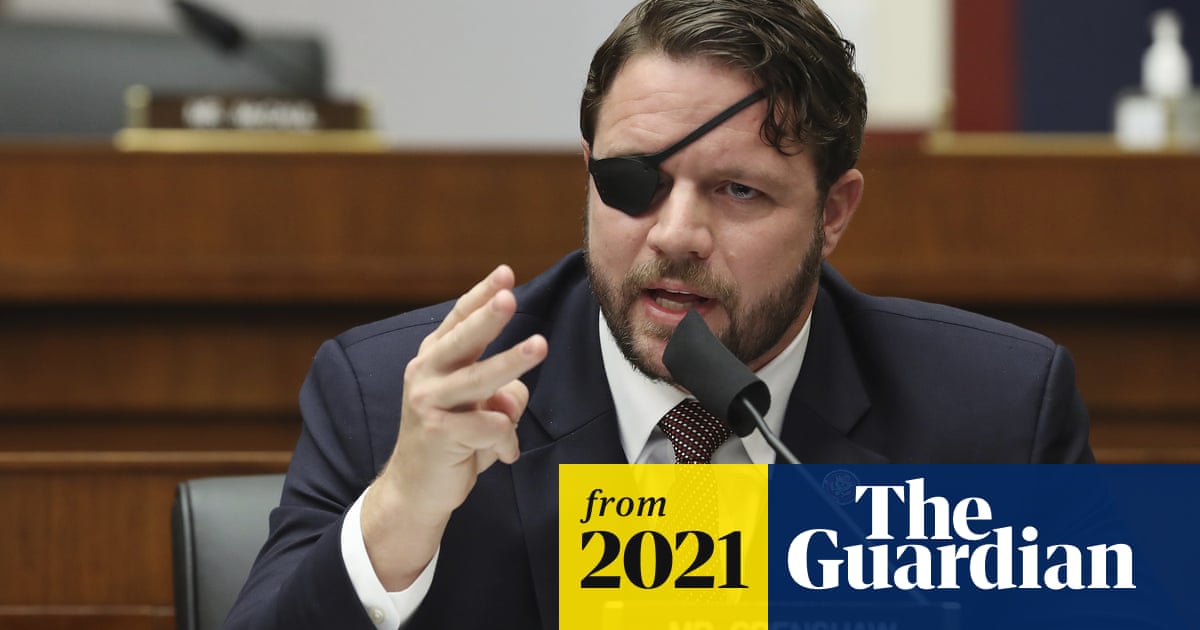 Texas Republican Dan Crenshaw wearing an eye patch, appearing after eye surgery and now virtually blind.