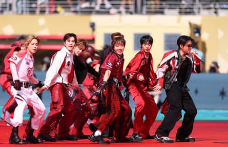 BTS perform at the Super Bowl-style half-time show.