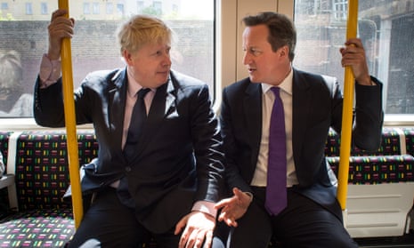 Boris Johnson and David Cameron on a train in 2014