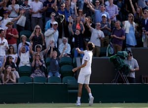 Gilles Simon throws his towel into the crowd after winning his match against Tomas Berdych.