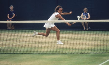 Evonne Goolagong on her way to victory over Margaret Court in the 1971 Wimbledon women’s singles final