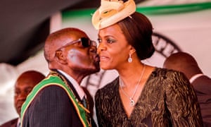 Robert Mugabe kissing his wife Grace in April 2017.