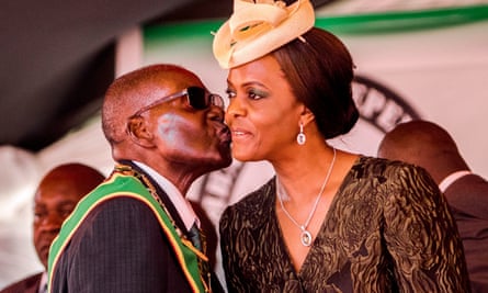 Robert Mugabe kisses his wife Grace in April 2017.