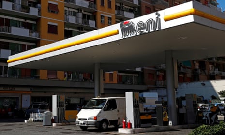 The Eni logo seen at a gas station in Rome, Italy