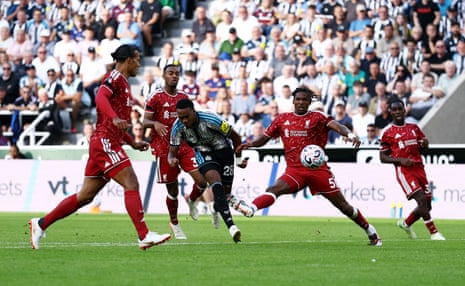 Newcastle United’s Joe Willock scores their second goal.