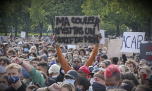 Black Lives Matter demonstrators during protests in Place de la Concorde and Champs de Mars in Paris on 6 June 2020.