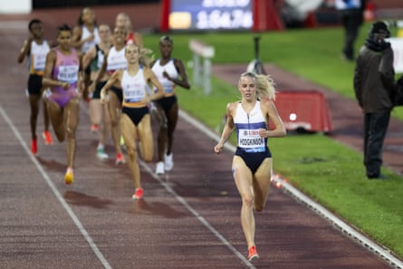 Keely Hodgkinson pulls away from the field in the 800m at the Lausanne Diamond League meeting in August