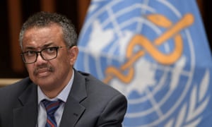 WHO director general Tedros Adhanom Ghebreyesus at a press conference in Geneva.