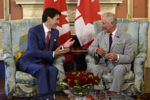 Justin Trudeau talks to Prince Charles at Rideau Hall in Ottawa.