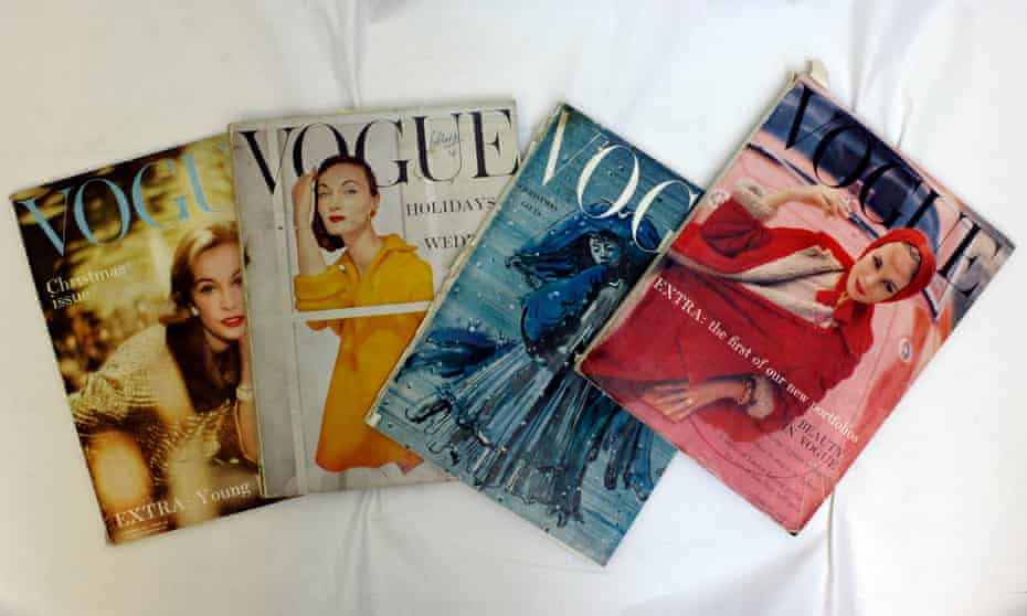Copies of Vogue magazine.
