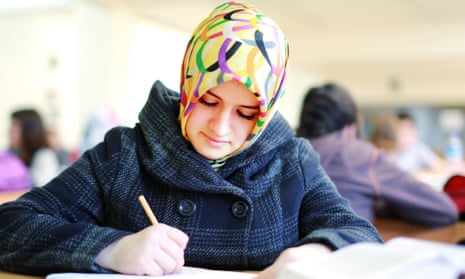 Muslim girl studying
