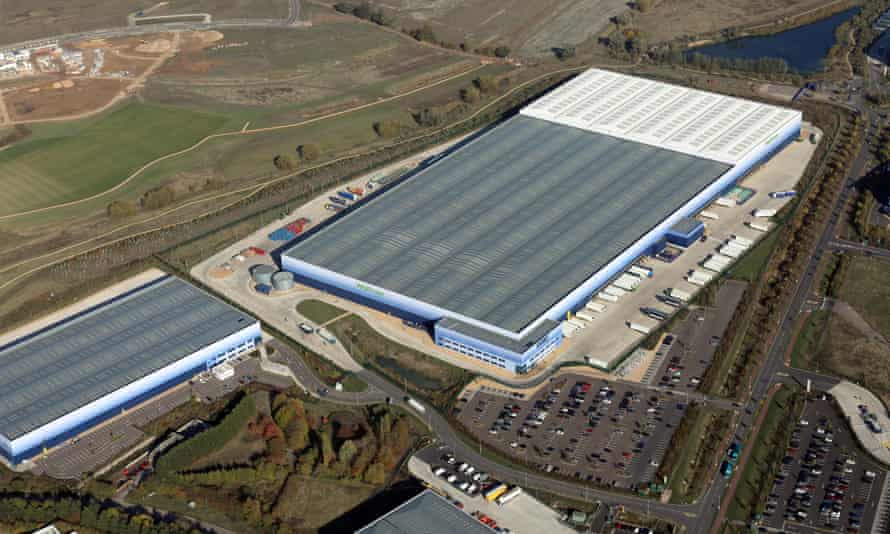 An aerial view of the John Lewis and Waitrose distribution warehouses at Magna Park near Milton Keynes.