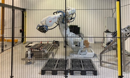 A machine inside the Northvolt facility in Vasteras, Sweden.