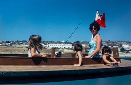 Fiona Collier, who lost her parents and sister in a helicopter crash, on a boat in Portugal in 1968, with her mother and two sisters