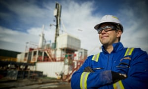 Cuadrilla health and safety manager Nick Mace with the drilling rig.