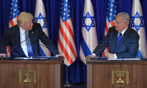  Donald Trump and Benjamin Netanyahu deliver a press statement in Jerusalem on Monday. Photograph: Mandel Ngan/AFP/Getty Images  