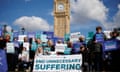 Campaigners for a change in the law on assisted dying gather during a debate in parliament, London, 29 April.