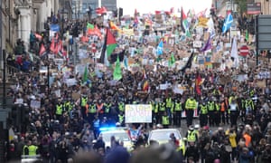 Outside the COP26 site, on the streets of Glasgow, the “Fridays For Future” youth climate movement hold a march to George Square in the centre of Glasgow where popular youth activists will address the crowd.