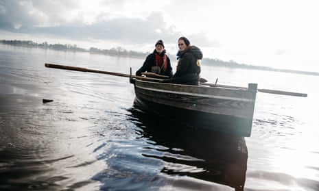 Roger Lively from the Lough Neagh Boating Heritage Association rows with daughter Rachel.