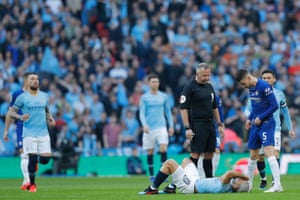 Aguero after clashing with Jorginho.
