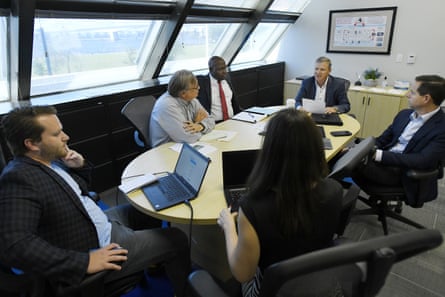 Eric Silagy, the president and CEO of Florida Power & Light, along with Gera Peoples, the vice-president and chief litigation council for NextEra Energy and David Reuter, the spokesperson for FPL, during an interview on 9 June 2022.