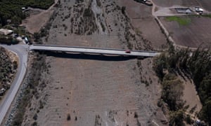 The dry La Ligua river in Petorca province, Valparaiso, Chile.