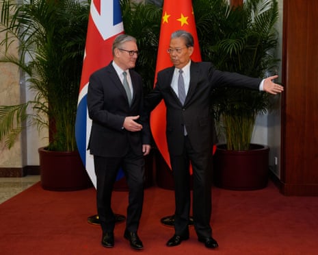 Starmer and Zhao at the Great Hall of the People in Beijing on Thursday