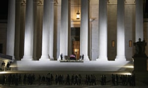 Mourners line up to pay their respects to the late Justice Ruth Bader Ginsburg at the Supreme Court.