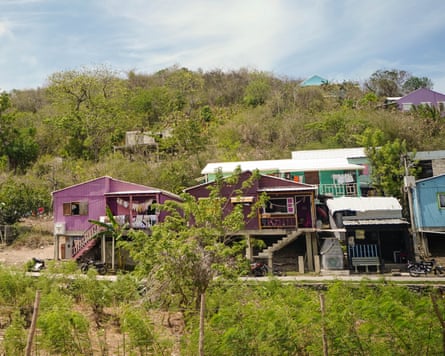 Houses on a green verge in Providence Island