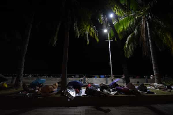 As public transport ceased, the areas near Manila Bay became a refuge to many homeless and stranded people.