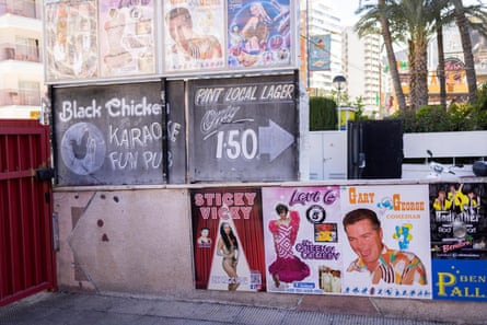 Posters advertise Benidorm’s various entertainments
