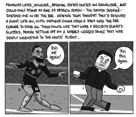 It’s David Squires on … Manchester United giving Arsenal the title wobbles.